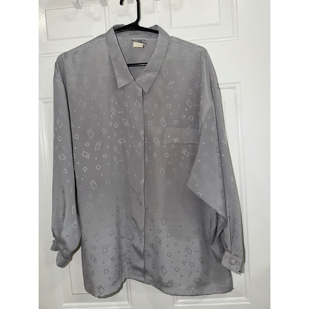 Vintage Koret Career Geometric Jacquard Button Up Blouse